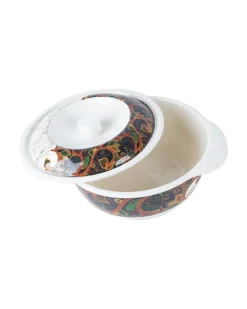 Market99 Melamine Tableware Glossy Finish Dual Glazed Casserole with Lid for Dining Table