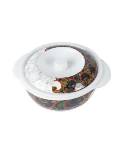 Market99 Melamine Tableware Glossy Finish Dual Glazed Casserole with Lid for Dining Table