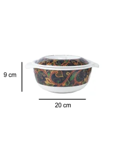 Market99 Melamine Tableware Glossy Finish Dual Glazed Casserole with Lid for Dining Table