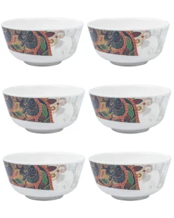 Market99 Melamine Tableware Glossy Finish Dual Glazed Soup Bowls for Dining Table (Set Of 6, 250 mL )