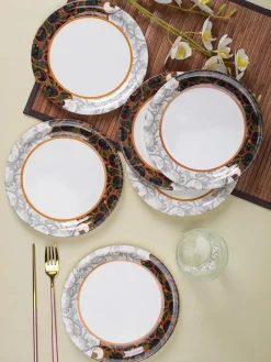 Market99 Melamine Tableware Dual Glazed Quarter Plates for Dining Table (Set Of 6)