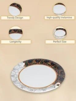 Market99 Melamine Tableware Dual Glazed Quarter Plates for Dining Table (Set Of 6)