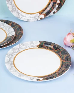 Market99 Melamine Tableware Dual Glazed Quarter Plates for Dining Table (Set Of 6)