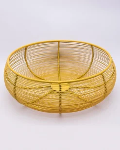 Market99 Metal Wire Countertop Fruit Bowl, Basket Holder Stand, For Home & Kitchen, Yellow Colour, Iron