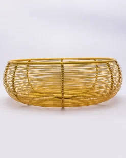 Market99 Metal Wire Countertop Fruit Bowl, Basket Holder Stand, For Home & Kitchen, Yellow Colour, Iron