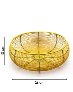 Market99 Metal Wire Countertop Fruit Bowl, Basket Holder Stand, For Home & Kitchen, Yellow Colour, Iron