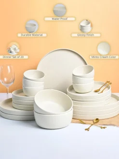 MARKET99 Minto Cream Sparkle Dinner Set