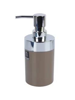 Market99 340mL Refillable Soap Dispenser With Silver Pump & Brown Soap Holder