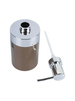 Market99 340mL Refillable Soap Dispenser With Silver Pump & Brown Soap Holder