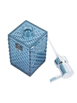 Market99 340mL Refillable Soap Dispenser With Silver Pump & Light Blue Plastic Liquid Soap Holder