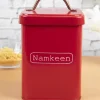 Market99 Namkeen Jar, Kitchen Decorative, Countertop Metal Storage Jar, Red, Mild Steel