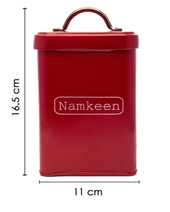 Market99 Namkeen Jar, Kitchen Decorative, Countertop Metal Storage Jar, Red, Mild Steel