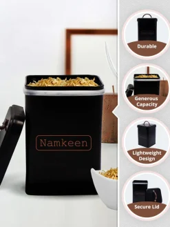 Market99 Namkeen Jar with Lid - (Black, 1900mL)