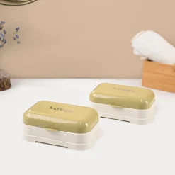 Market99 Plastic Mustad & White Soap Dish - Set Of 2