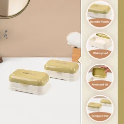Market99 Plastic Mustad & White Soap Dish - Set Of 2