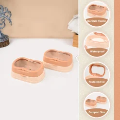 Market99 Plastic Peach & Beige Soap Dish - Set Of 2