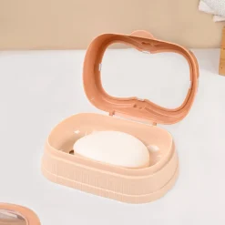 Market99 Plastic Peach & Beige Soap Dish - Set Of 2