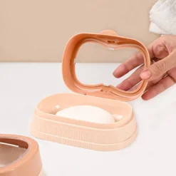 Market99 Plastic Peach & Beige Soap Dish - Set Of 2