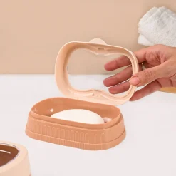 Market99 Plastic Peach & Pink Soap Dish - Set Of 2