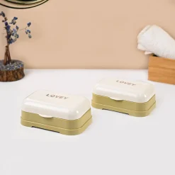 Market99 Plastic White & Yellow Soap Dish - Set Of 2