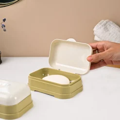 Market99 Plastic White & Yellow Soap Dish - Set Of 2