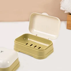 Market99 Plastic White & Yellow Soap Dish - Set Of 2