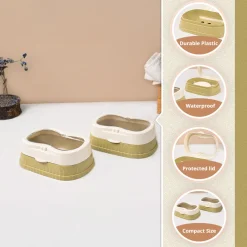 Market99 Plastic White & Yellow Soap Dish - Set Of 2
