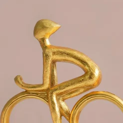 MARKET99 Resin Cycle Cyclist Sculpture Decor Object in Golden
