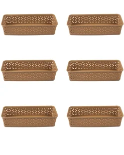 Market99 Small Plastic Multipurpose Storage Basket ( Set Of 6, Solid Brown Colour)