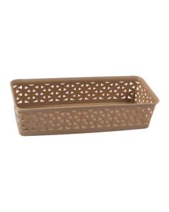Market99 Small Plastic Multipurpose Storage Basket ( Set Of 6, Solid Brown Colour)