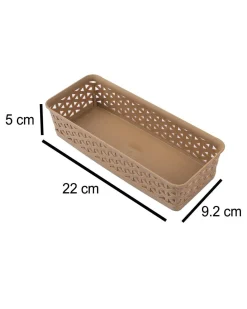 Market99 Small Plastic Multipurpose Storage Basket ( Set Of 6, Solid Brown Colour)