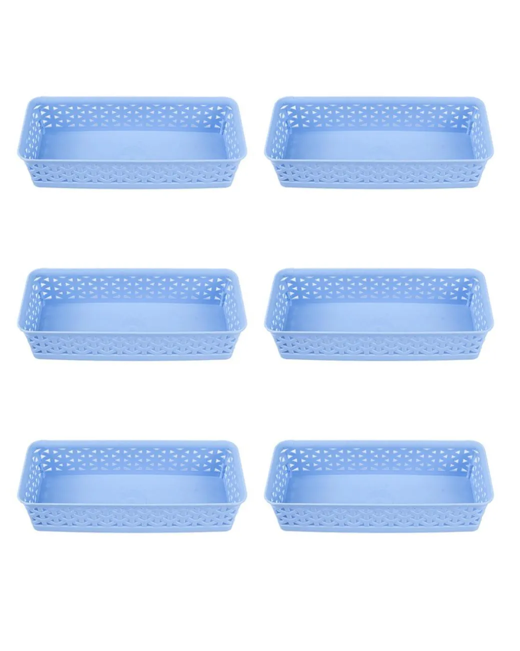Market99 Small Plastic Multipurpose Storage Basket ( Set Of 6, Solid Blue Colour)