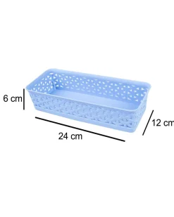 Market99 Small Plastic Multipurpose Storage Basket ( Set Of 6, Solid Blue Colour)