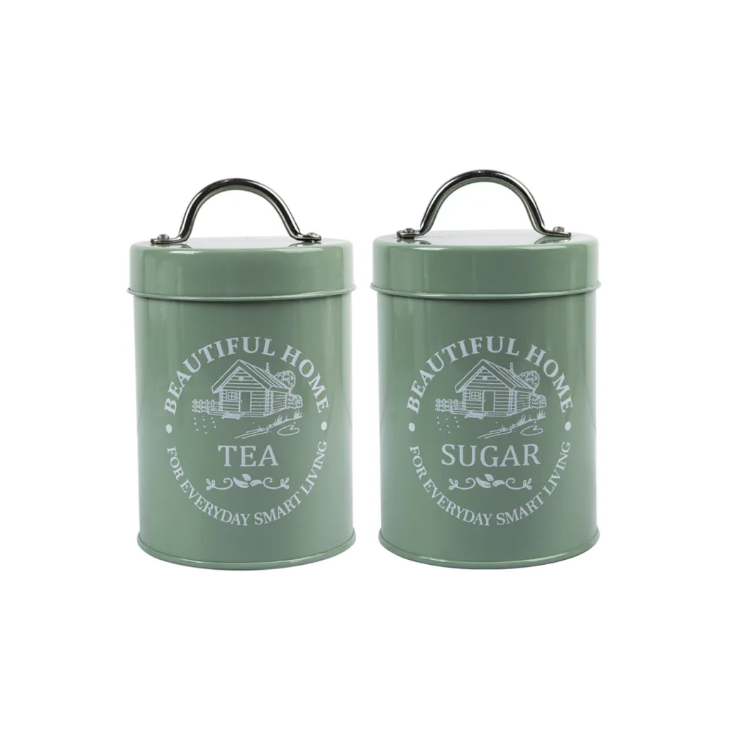 Market99 Tea & Sugar Storage Jar with Lid - Set Of 2, Each 850mL