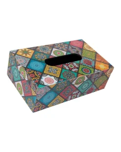 Market99 Tissue Box, Multiple Style Print, Multicolour, MDF