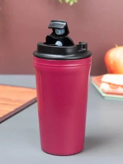 Market99 Travel Mug (420 mL), Quote, Maroon, Plastic