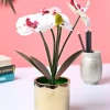 Market99 White Artificial Orchid Flower With Golden Pot