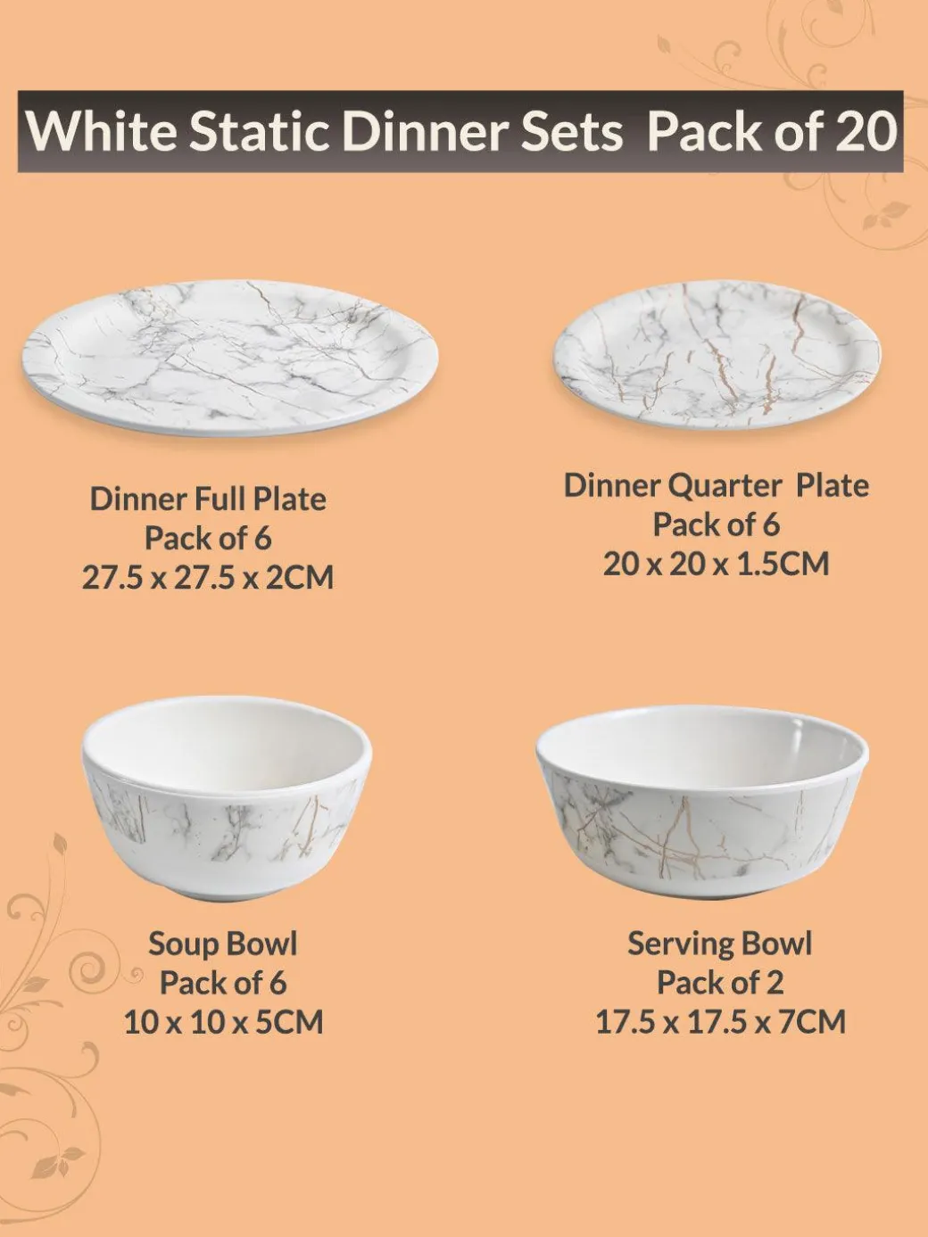 MARKET99 White Static Dinner Set