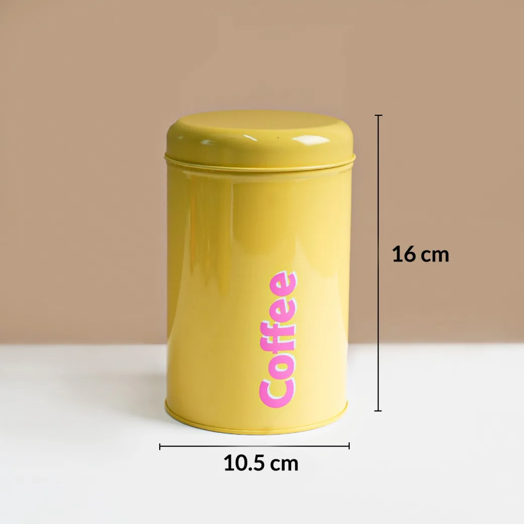 MARKET99 Yellow Iron Coffee, Tea & Sugar Jars - (1000 ml Each, Set of 3)