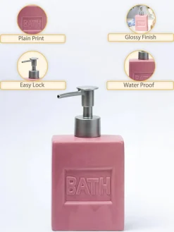 Maroon Ceramic Liquid Soap Dispenser - Plain, Bath Accessories