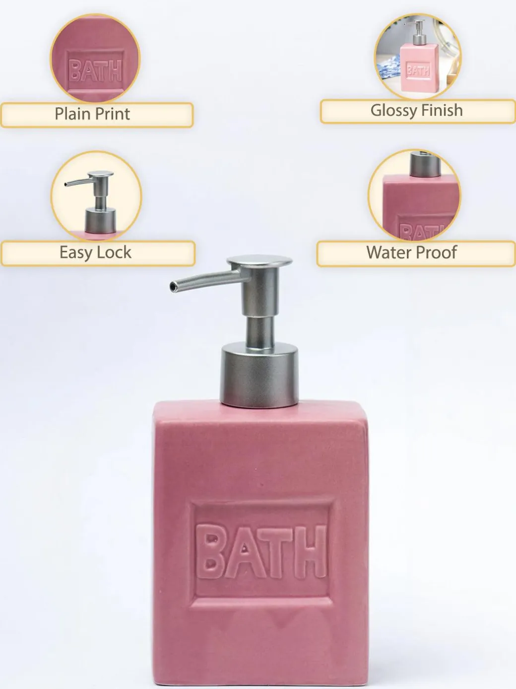 Maroon Ceramic Liquid Soap Dispenser - Plain, Bath Accessories