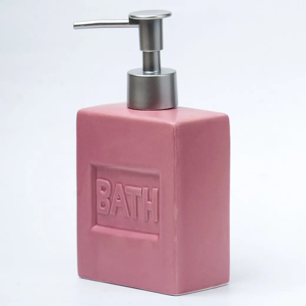 Maroon Ceramic Liquid Soap Dispenser - Plain, Bath Accessories