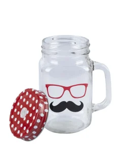 Mason Mug With Straw Set Of 2 (Each 450 Ml)