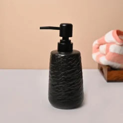 Matte Black Wavy Hammered Ceramic Soap Dispenser