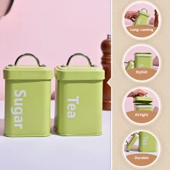 Matte Green Tea & Sugar Storage Jar