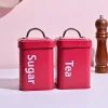 Matte Red Tea & Sugar Storage Jars