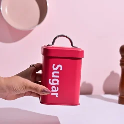 Matte Red Tea & Sugar Storage Jars