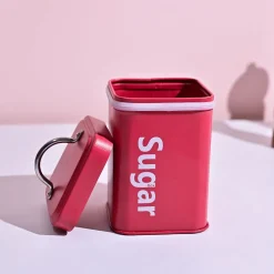 Matte Red Tea & Sugar Storage Jars