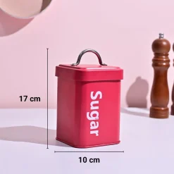 Matte Red Tea & Sugar Storage Jars