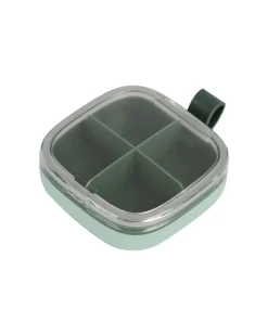 Medicine Box with 4 Sections, Olive Green, Plastic